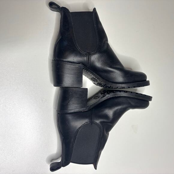 Frye Sabrina Black Leather Heeled Chelsea Boot Pull On - Picture 5 of 10